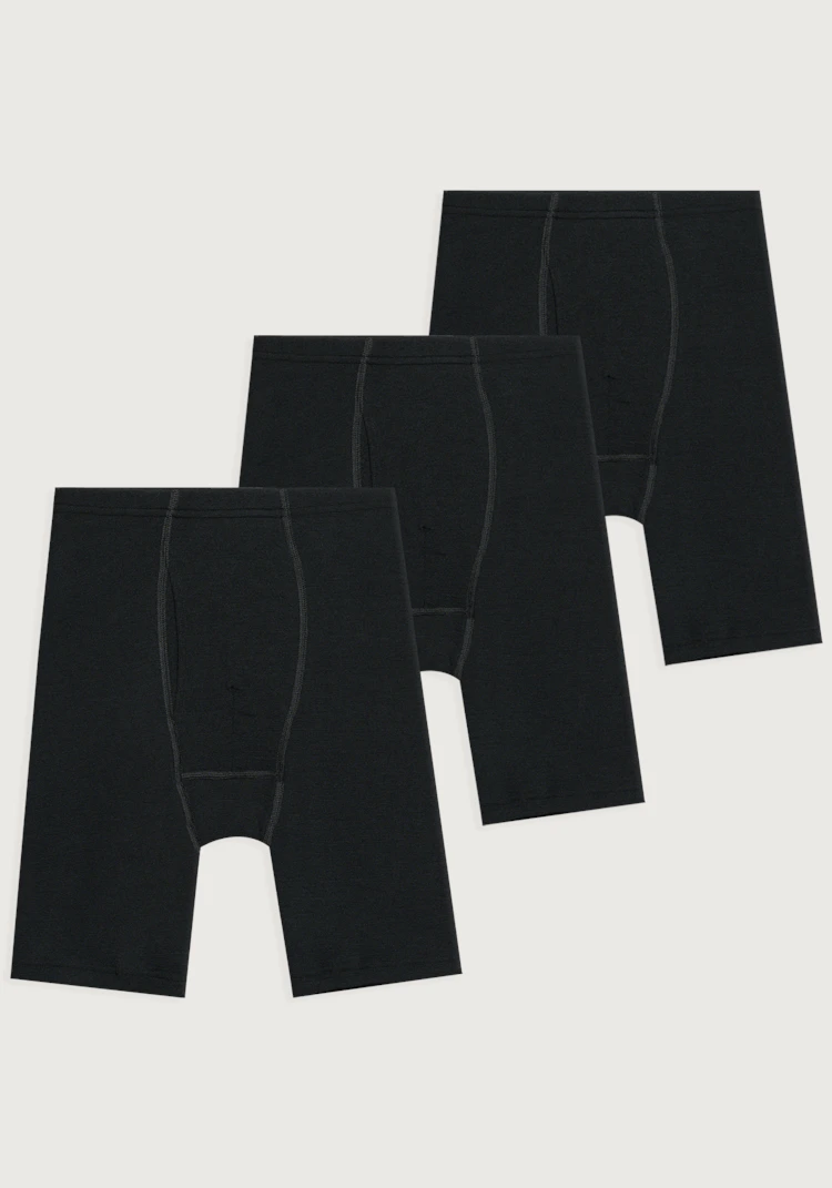 Lang boksershorts med gylf (3-pakning)