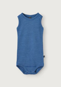 Body uten ermer i merinoull til baby