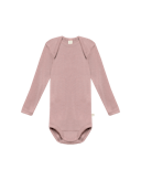 Langermet body i merinoull til baby Pudderrosa