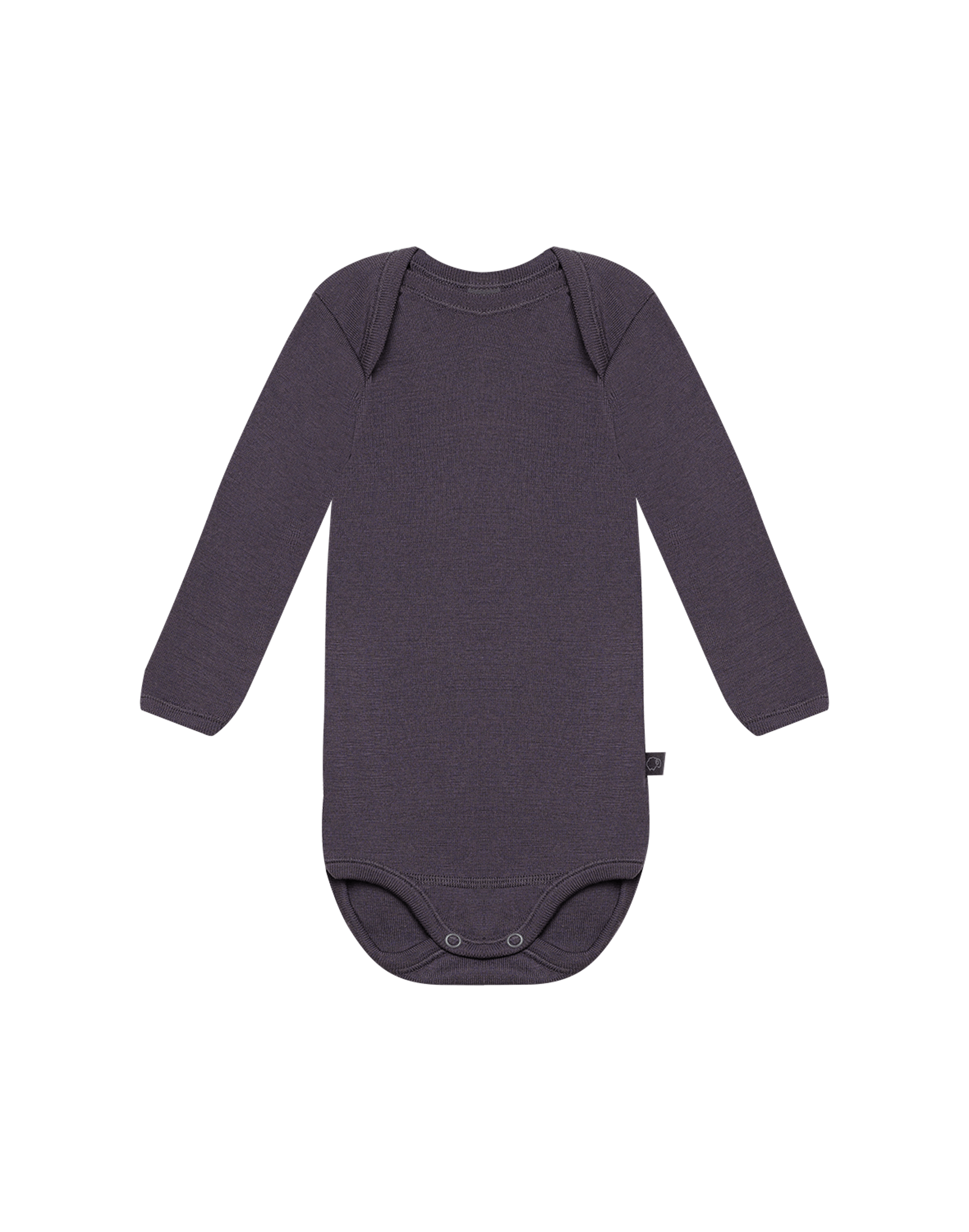 Langermet body i merinoull til baby Aubergine