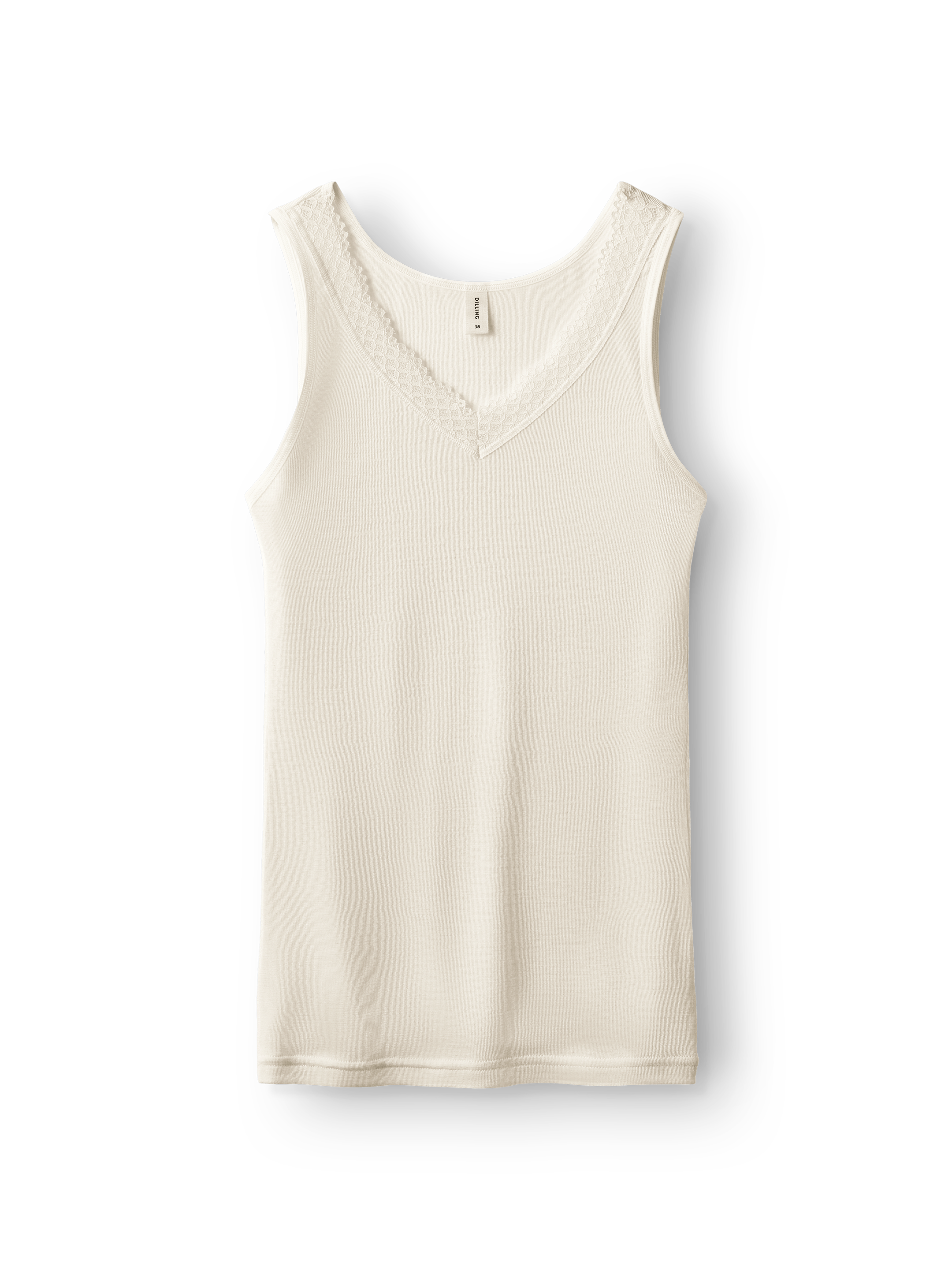 Damen Tanktop aus Merinowolle / Seide mit Spitzenbesatz