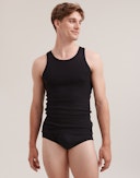 Klassisk premiumsinglet i bomull til herre Svart
