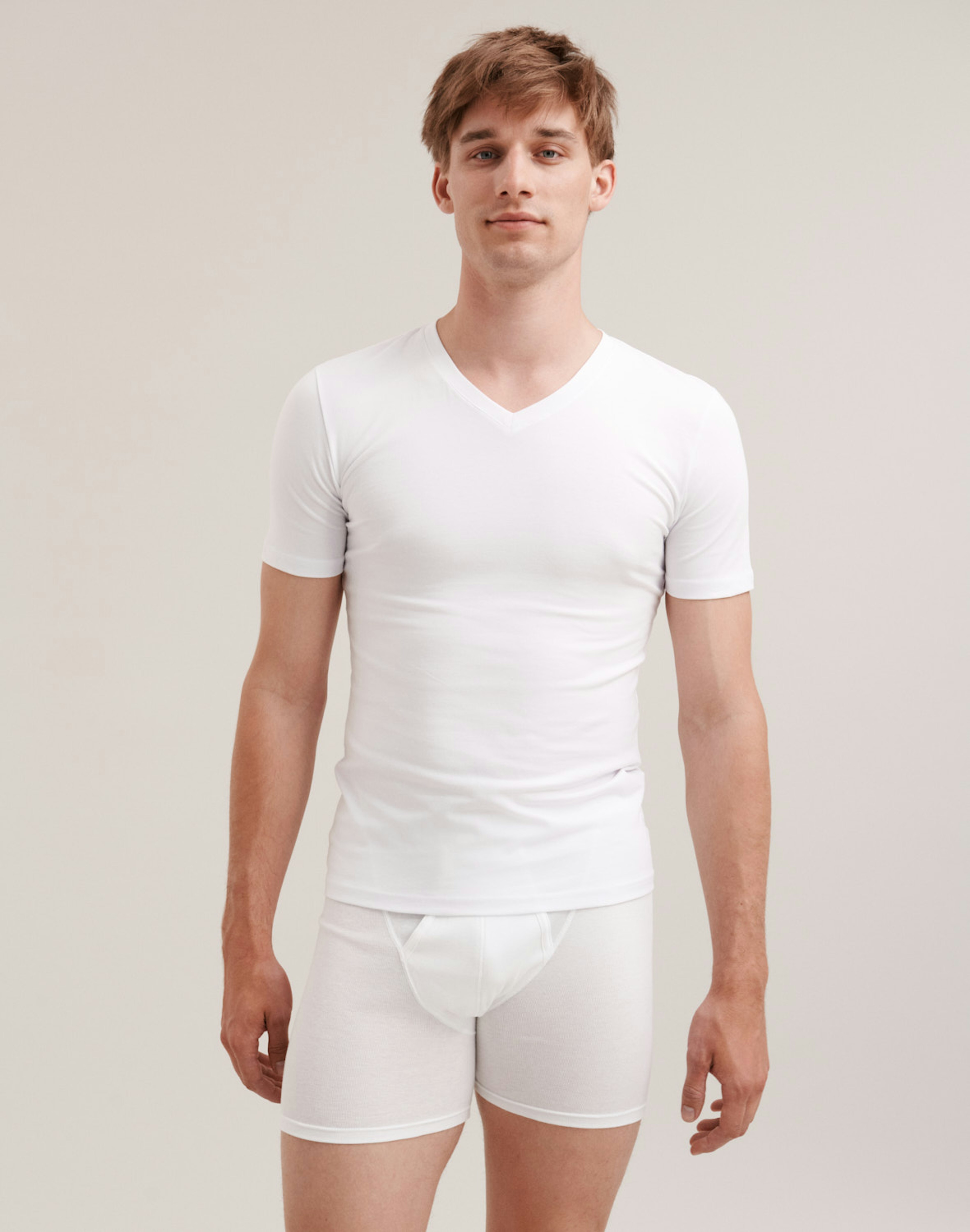 Boxershort lang met gulp van katoen voor heren Wit