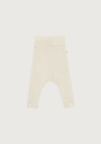 Leggings i hullstrikket merinoull/silke til nyfødte
