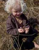 Jakke i merinoullfleece til baby Kastanjebrun