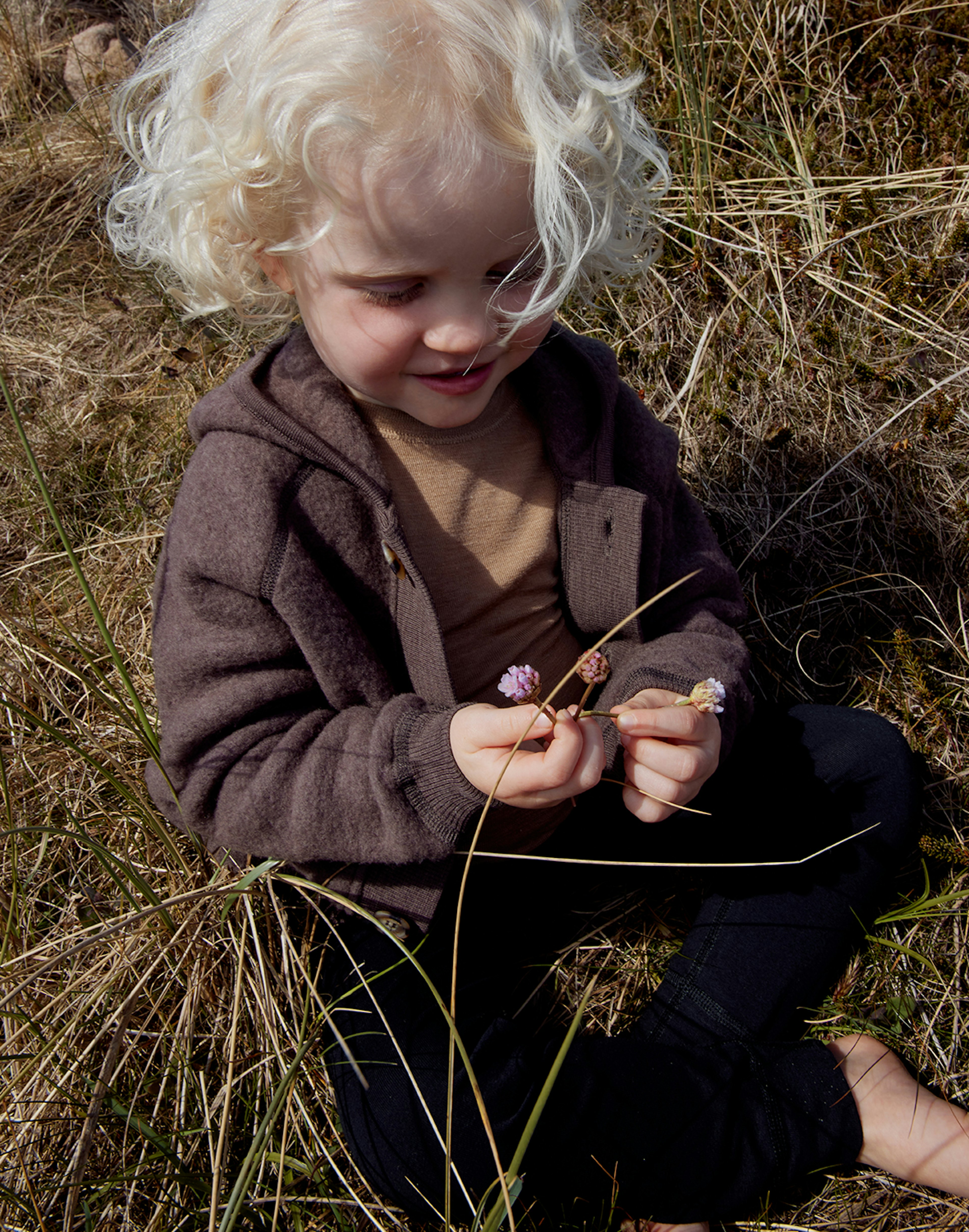 Jakke i merinoullfleece til baby Kastanjebrun