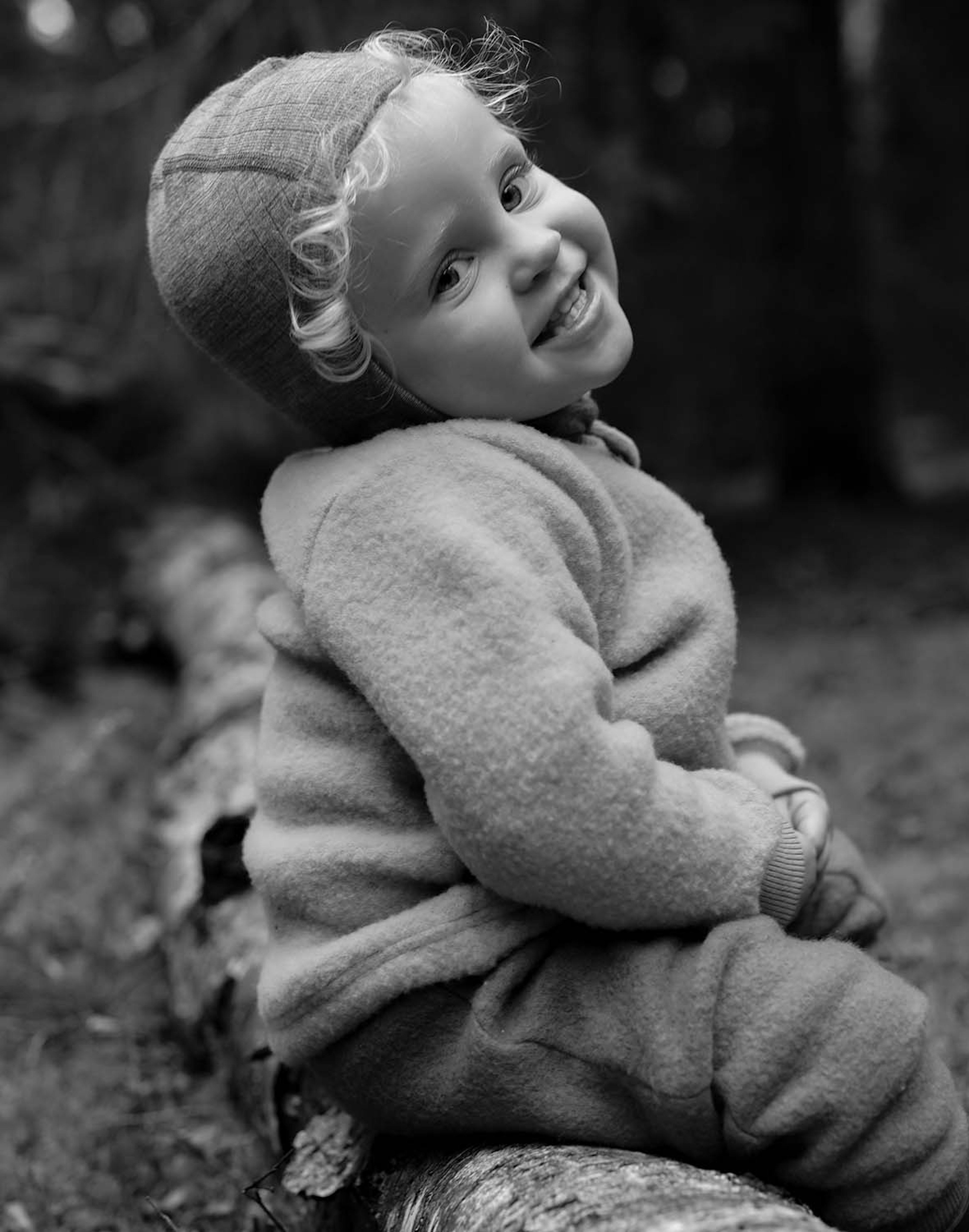 Jakke i merinoullfleece til baby Ørkengress