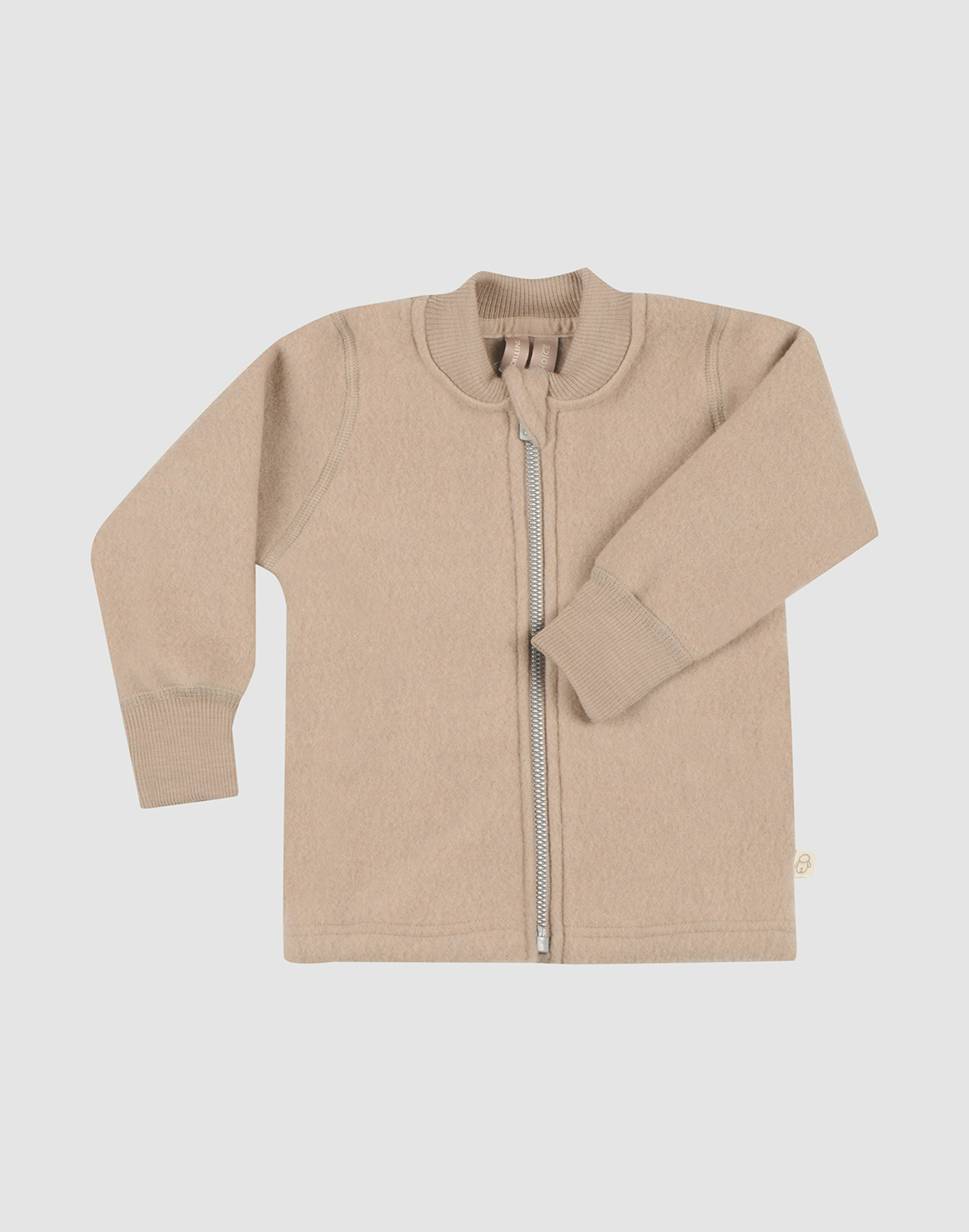 Jakke i merinoullfleece til baby Beigemelert