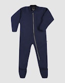 One-piece i merinoullfleece til baby Blå
