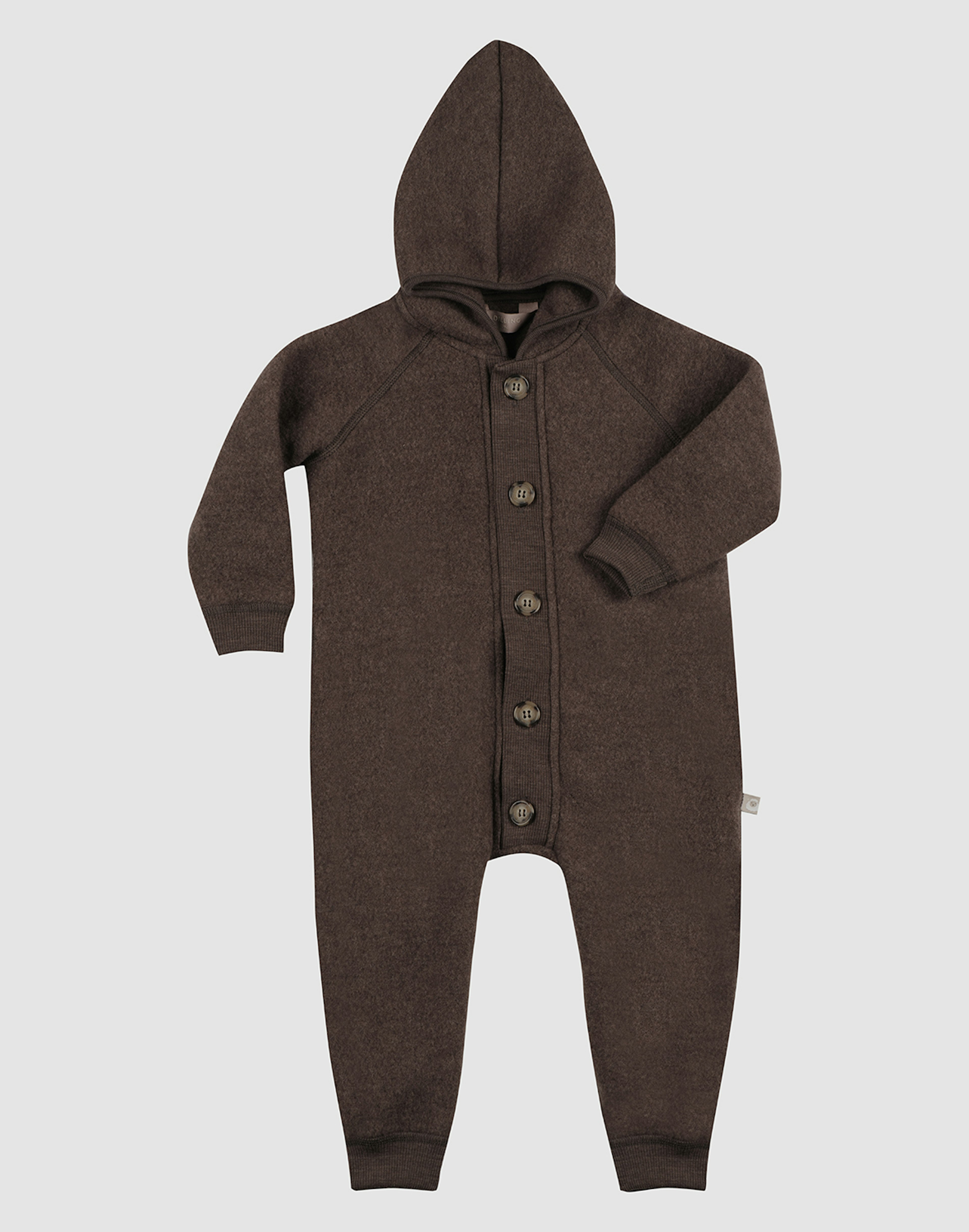 One-piece i merinoullfleece til baby Kastanjebrun