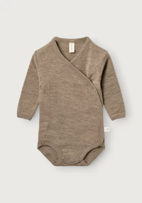 Omslagsbody i merinoull til baby