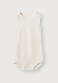 Body uten ermer i merinoull til baby