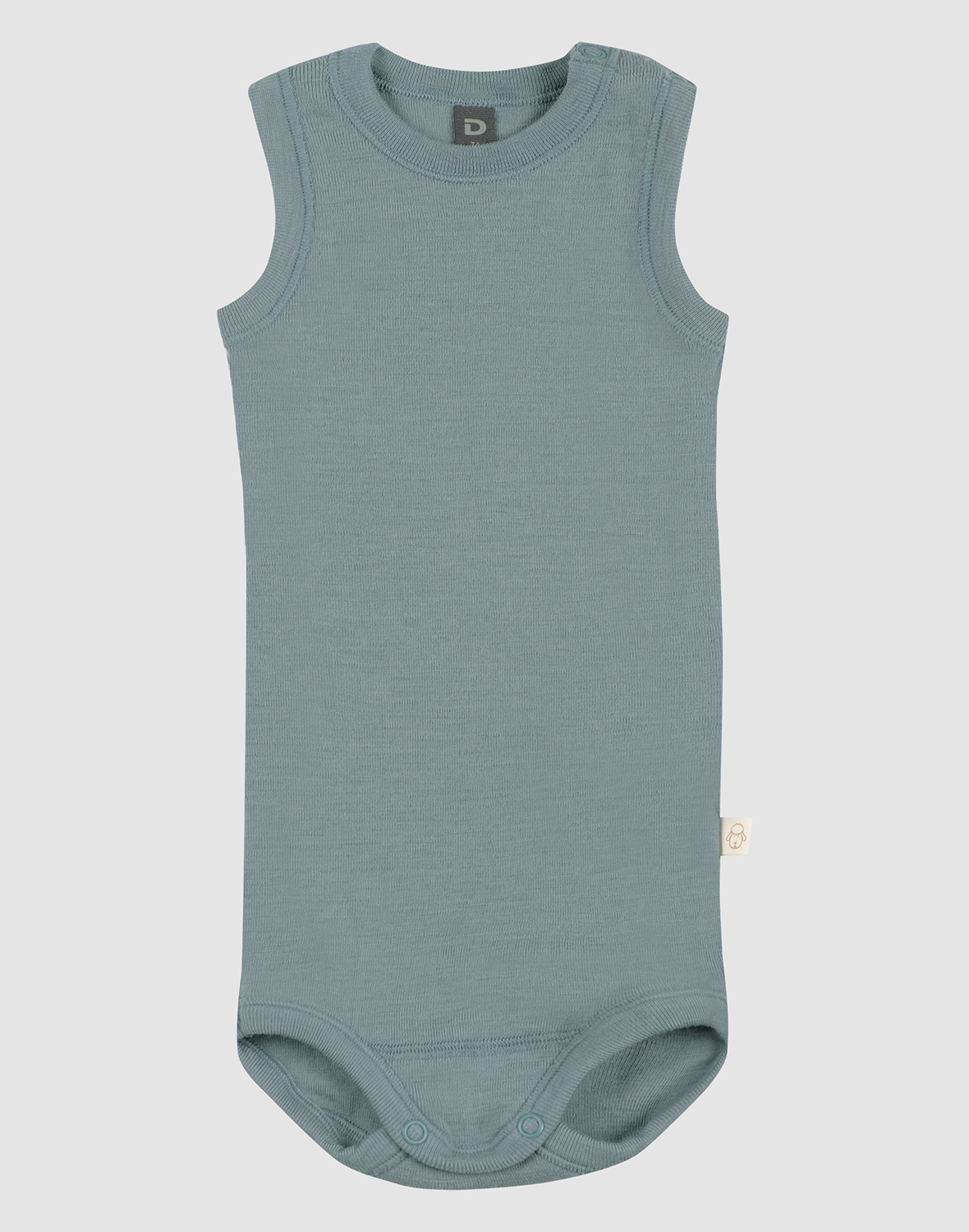 Body uten ermer i merinoull til baby