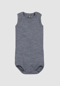 Body uten ermer i merinoull til baby