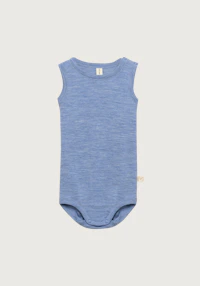 Body uten ermer i merinoull til baby