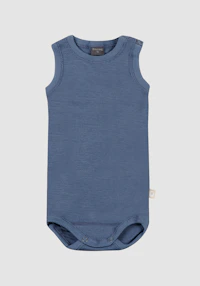 Body uten ermer i merinoull til baby