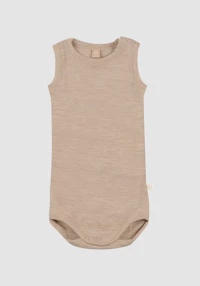 Body uten ermer i merinoull til baby