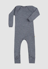 One-piece u/føtter i merinoull til baby