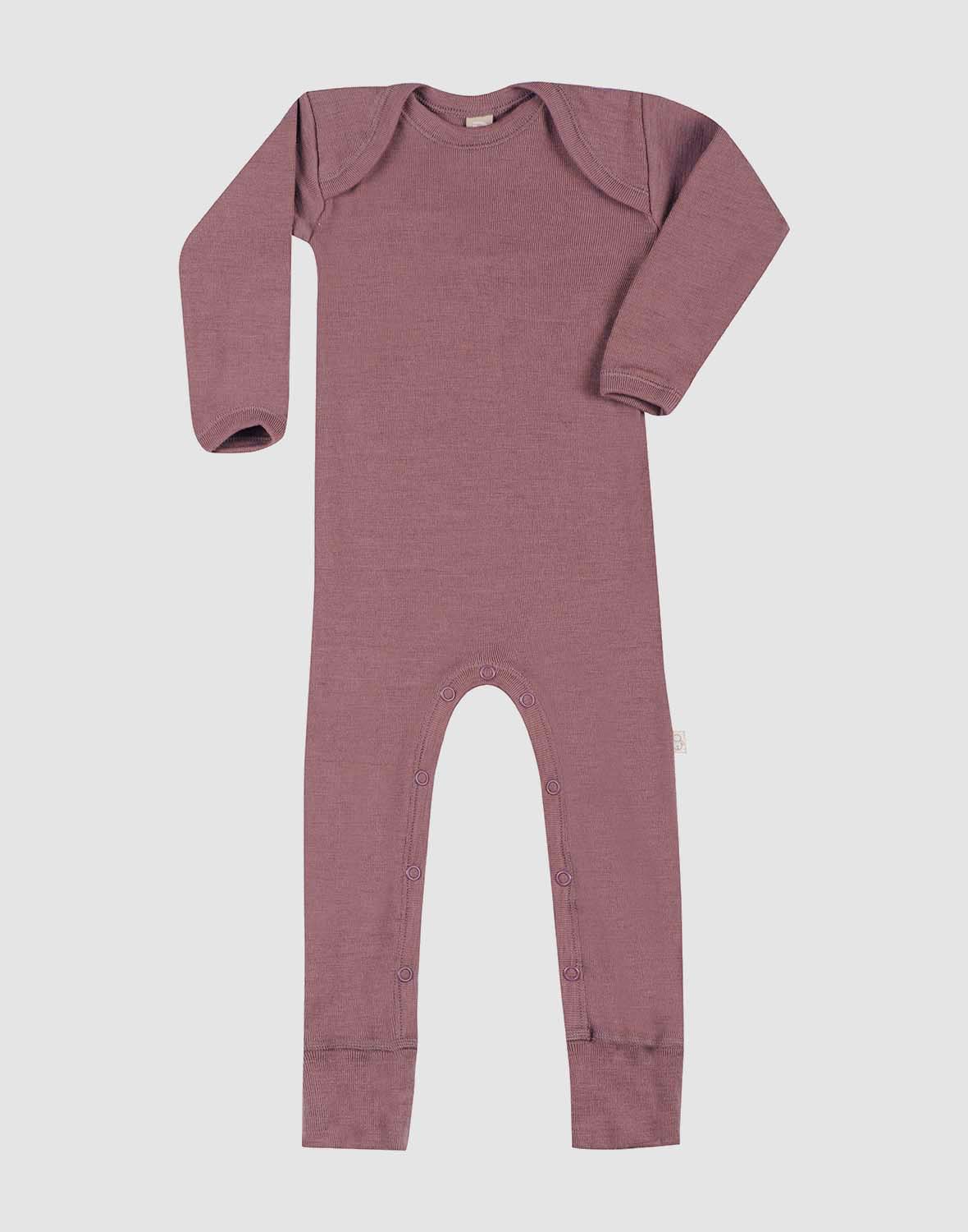 One-piece u/føtter i merinoull til baby