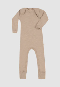 One-piece u/føtter i merinoull til baby