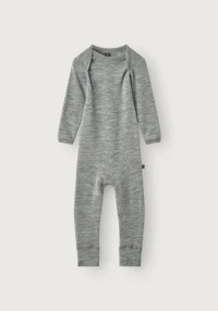 One-piece u/føtter i merinoull til baby