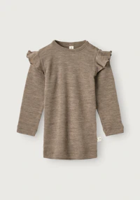 Langermet topp i merinoull til baby