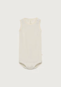 Ermeløs body i merinoull til baby
