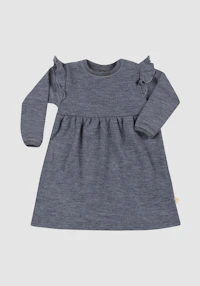 Kjole med rysjer i merinoull til baby