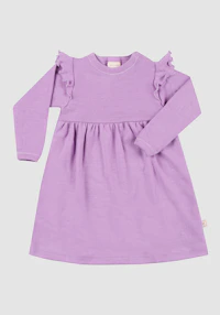 Kjole med rysjer i merinoull til baby