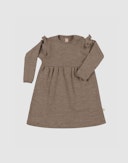 Baby merino wool dress with ruffles Brown melange