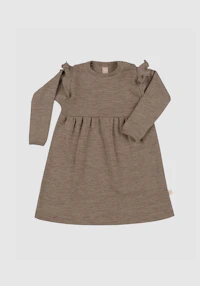 Kjole med rysjer i merinoull til baby