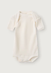 Kortermet body i merinoull til baby