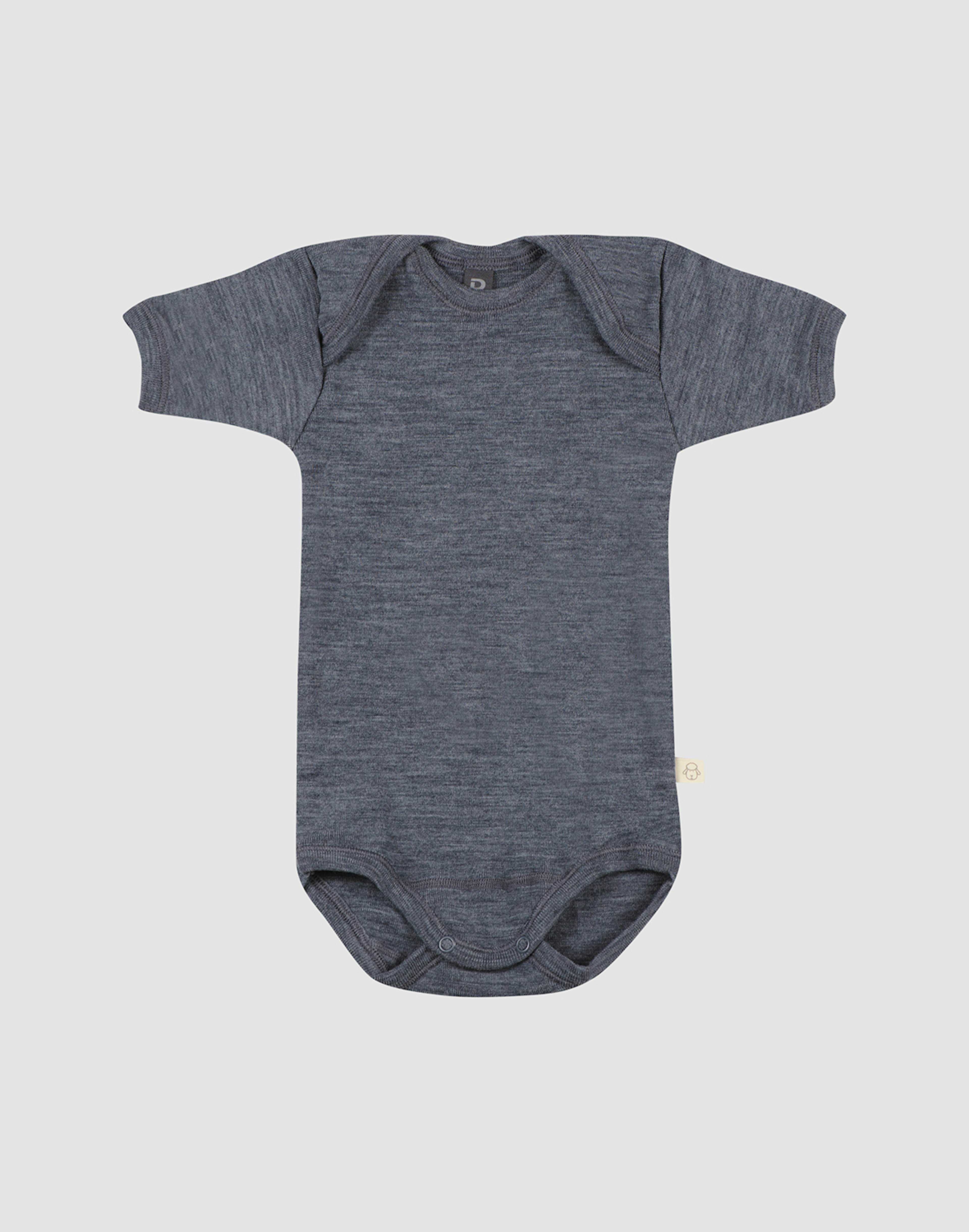 Baby merino wool short sleeve bodysuit Blue granite melange
