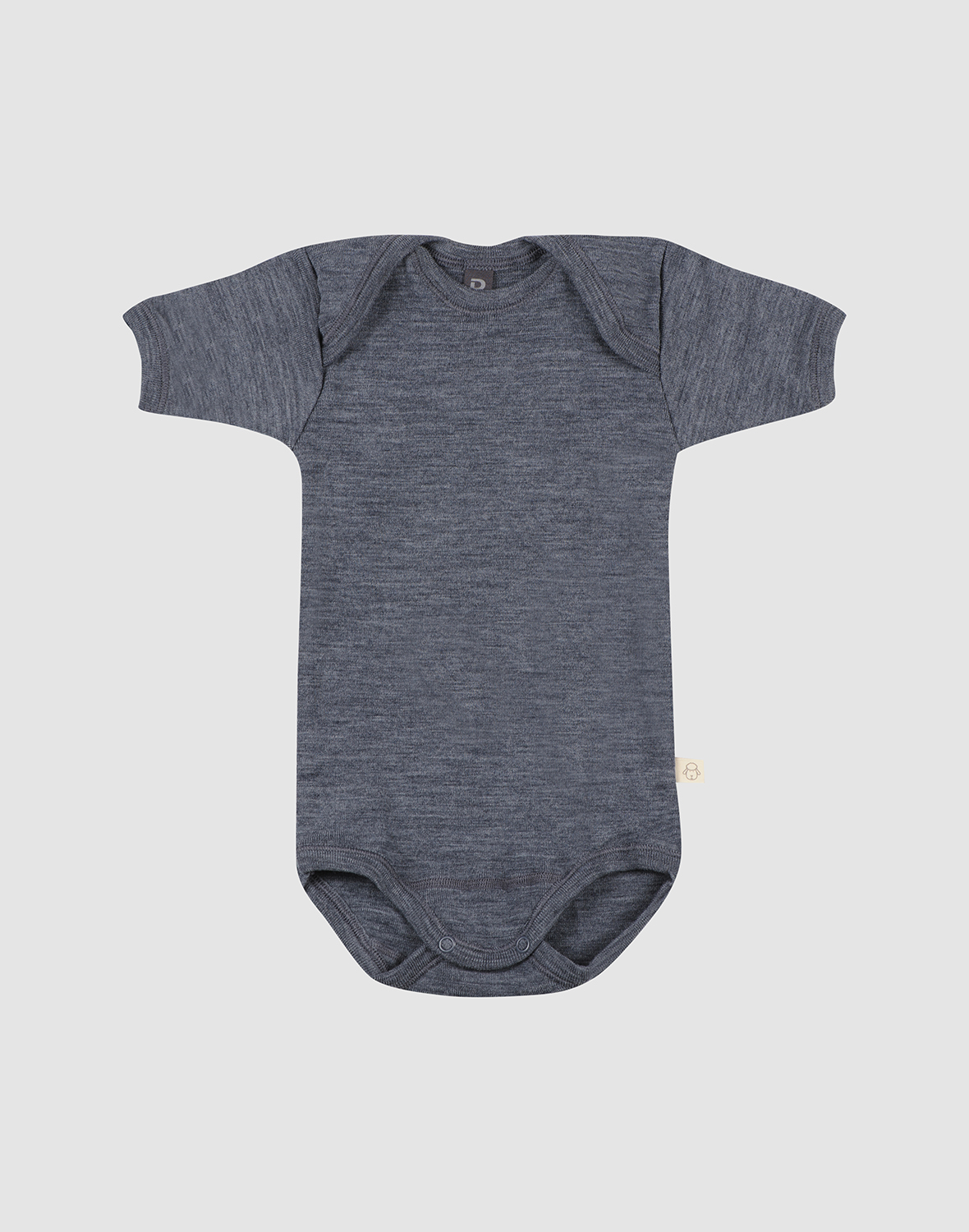 Kortermet body i merinoull til baby