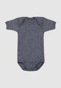 Kortermet body i merinoull til baby