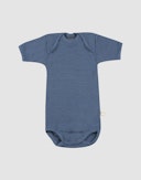 Romper met korte mouw van merinowol voor baby's Stormblauw
