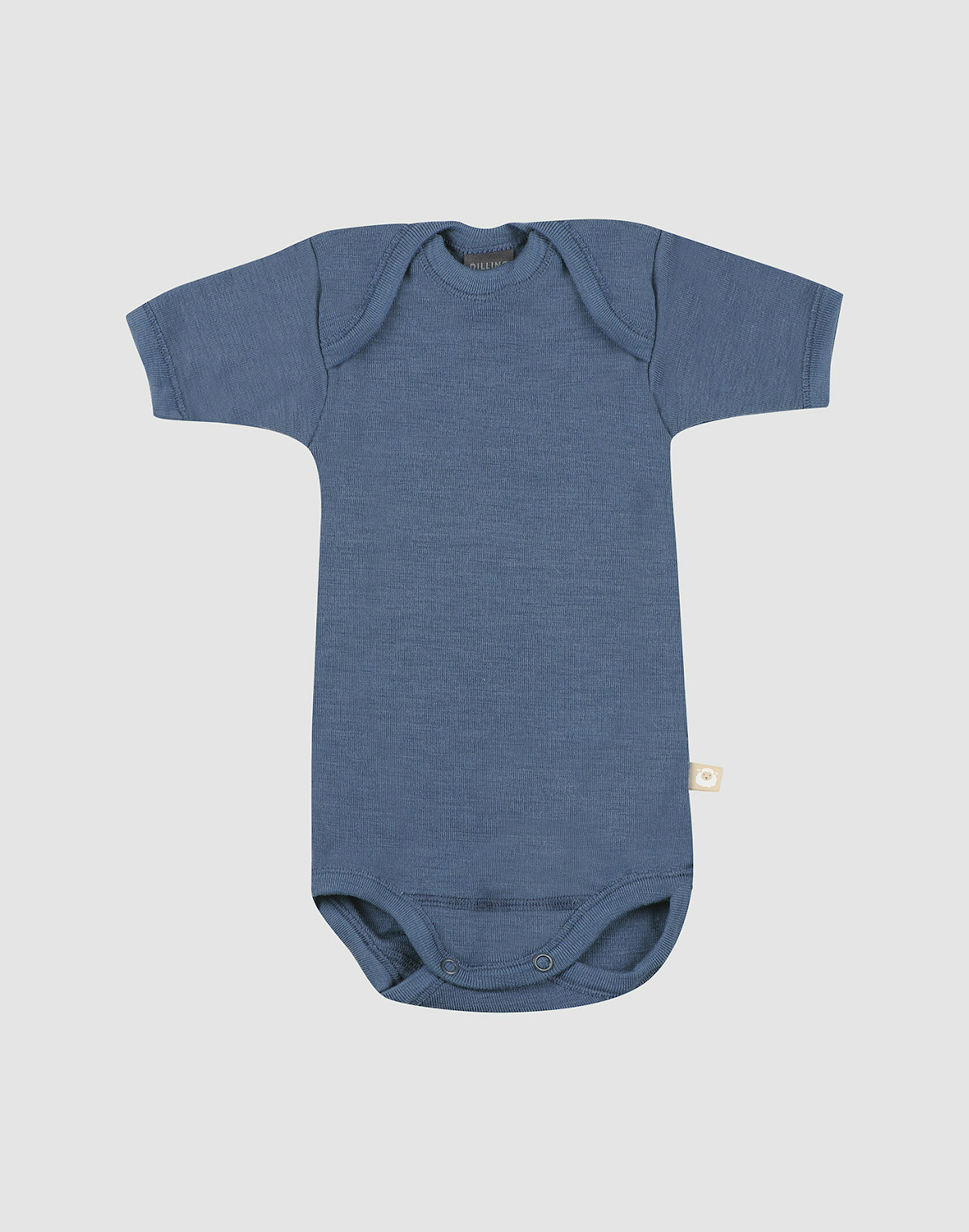 Romper met korte mouw van merinowol voor baby's Stormblauw