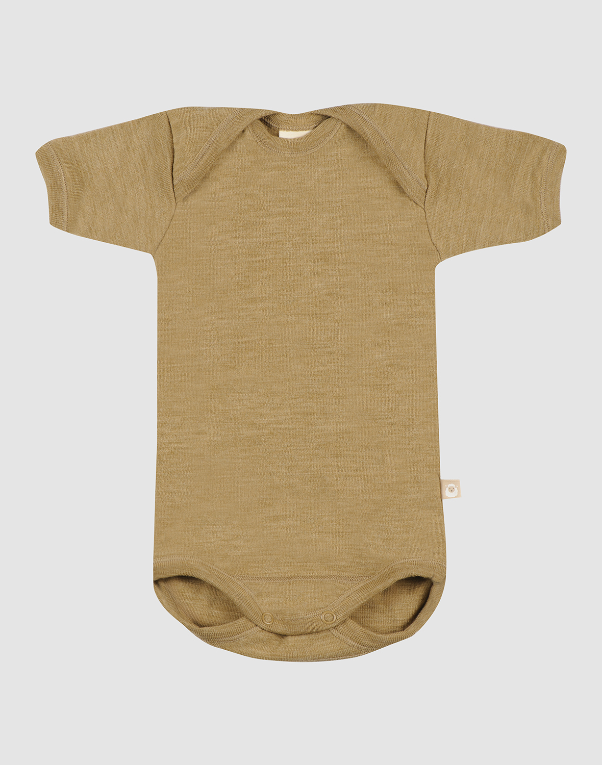 Kortermet body i merinoull til baby