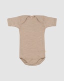 Baby merino wool short sleeve bodysuit Beige melange