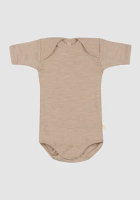Kortermet body i merinoull til baby