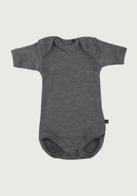 Kortermet body i merinoull til baby