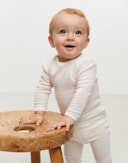 Body med lange ærmer i merinould til baby Natur