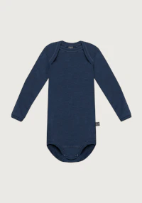 Langermet body i merinoull til baby