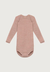 Langermet body i merinoull til baby