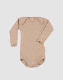 Baby merino wool long sleeve bodysuit Beige melange