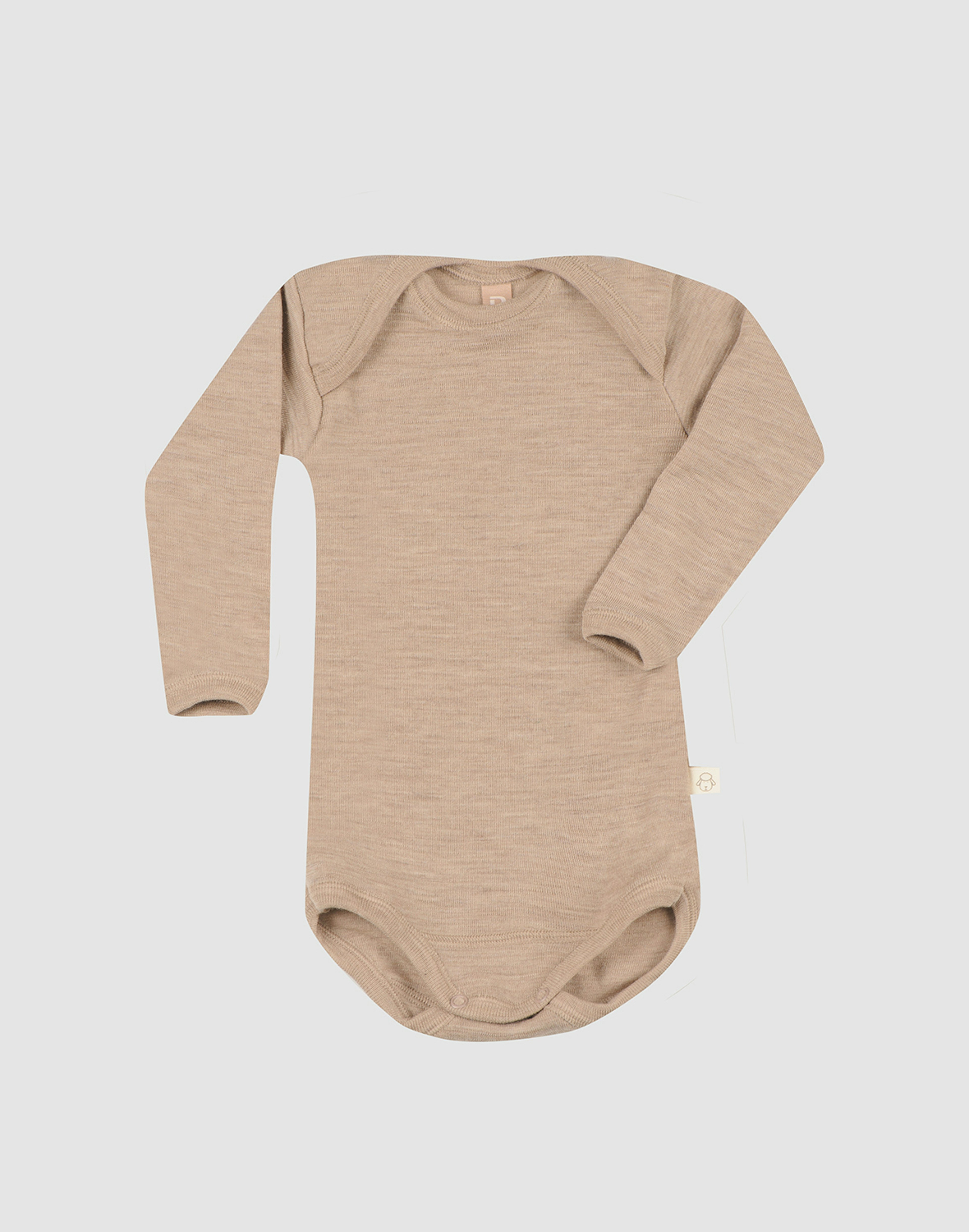 Baby merino wool long sleeve bodysuit Beige melange