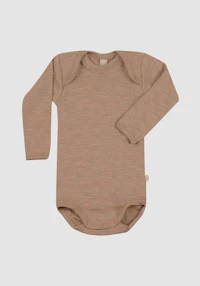 Langermet body i merinoull til baby