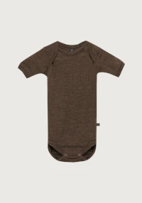 Kortermet body i merinoull til baby