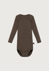 Langermet body i merinoull til baby