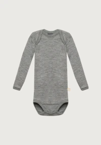 Langermet body i merinoull til baby